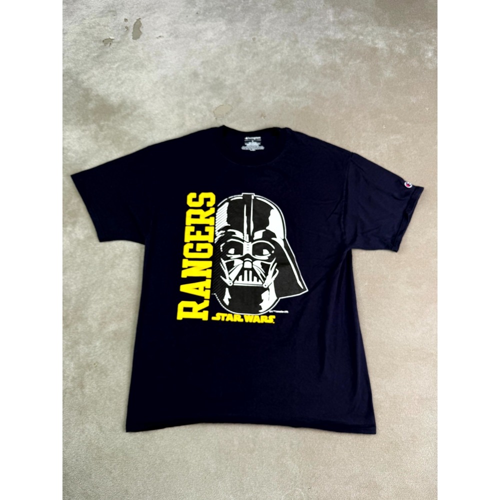 Champion Star Wars T-Shirt Men Large Black Darth Vader Graphic Print Knit Cotton